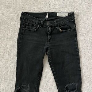 Rag & Bone Ripped Skinny Jeans — Black